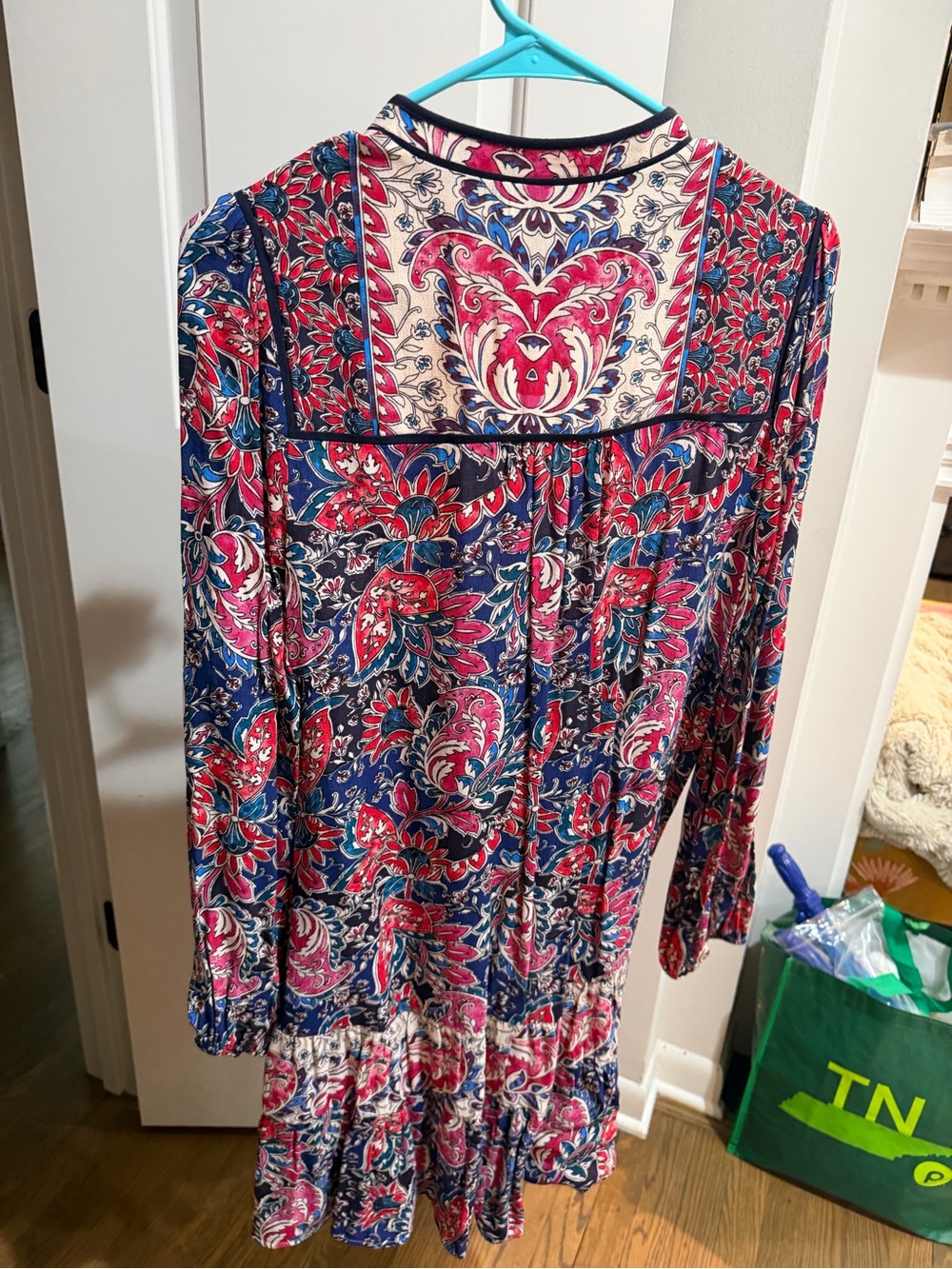 Anthropologie Floral Paisley Blue Pink Red Tunic Dress - Picture 3 of 3